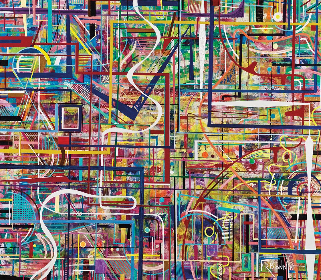 Painting titled Laberinto II, 2020 acrylic on canvas technique, dimensions 60’’ x 53’’ (152.4 x 134.62 cm) in gallery Puerto Rico