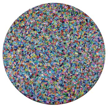 Tenderness, 2024, acrylic on canvas by Fernando Bonnin, 45 inches in diameter.